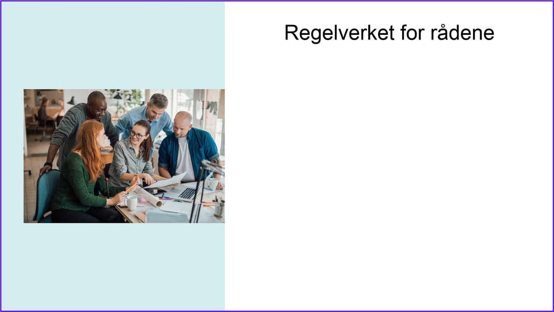 Tekst i bildet hvor det står: Regelverket for rådene.